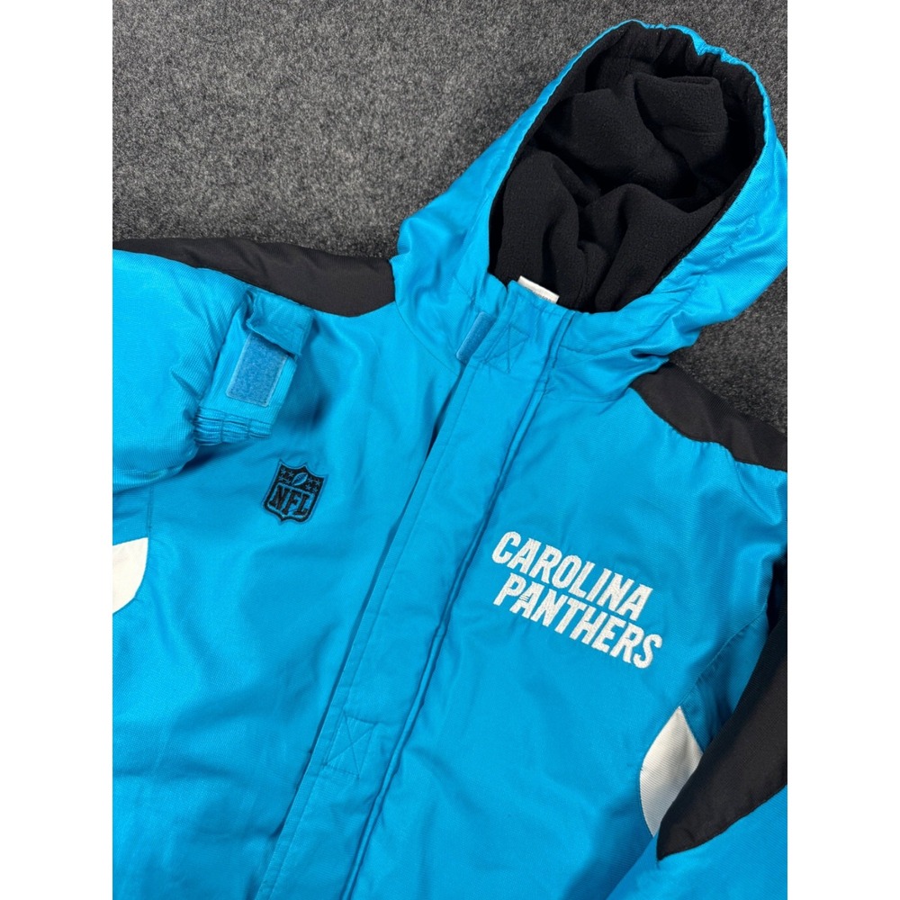 Carolina Panthers NFL Youth M 10/12 Hooded Winter Jacket Blue Black Fleece